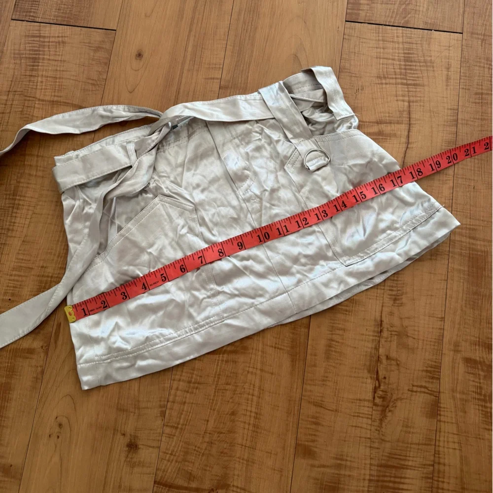 Satin Cargo Mini Skirt with tie Belt